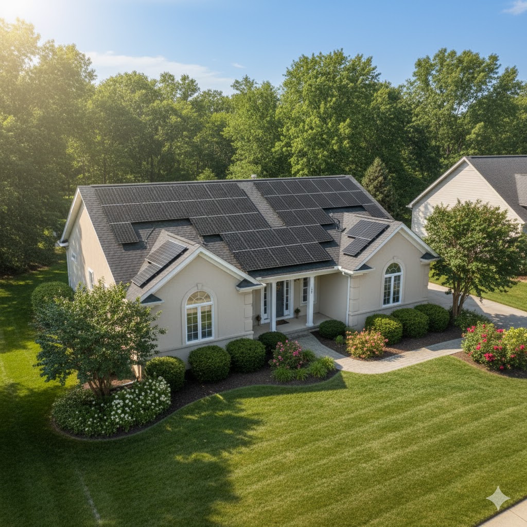 Solar panels installed on a home roof